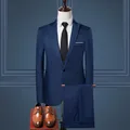 Completo da 2 pezzi da uomo formale da festa giacca e pantaloni monopetto Slim Fit Blazer elegante