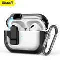 Custodia trasparente con serratura di sicurezza per custodia Airpods Pro 2 3 4 ANC con portachiavi magnetico Protezione completa del corpo Custodie antiurto