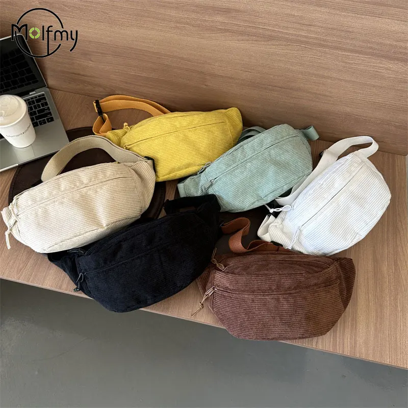 Marsupio da donna in velluto a coste borsa a tracolla per studenti borsa a tracolla per petto marsupio marsupio moda telefono borsa da cintura femminile 2025