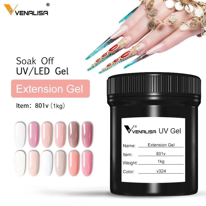 VENALISA UV-LED-Gel 1 kg Bulk Builder Extension Jelly Gel Crystal Transparent 12 Camouflage Jelly Color Selbstnivellierendes Nagelgel Image