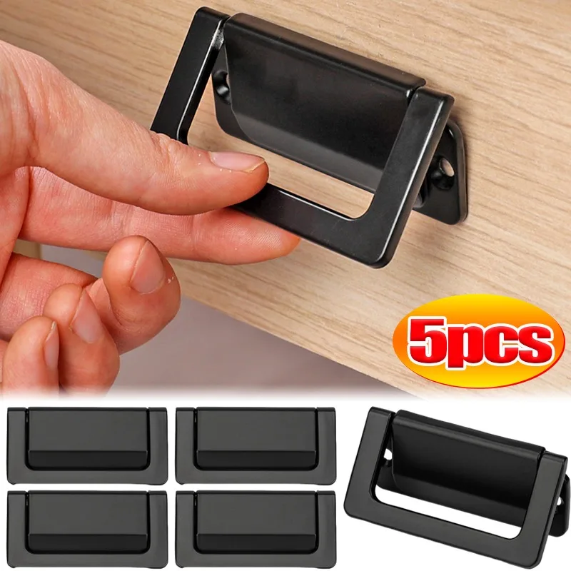 1/5PCS Schrank Griff Schwarz Versteckte Falten Zink-legierung Schublade Zieht Küche Schrank Kleiderschrank Platz Möbel Hardware zieht Image