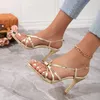 Sandalen Damenschuhe Sommer High Heels Stiletto elegante Party Stripper Mode sexy Gold Designer