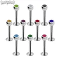 10PCS Chirurgische Stahl Kristall Strass Labret Lip Piercing Ohr Knorpel Tragus Helix Ring Mode