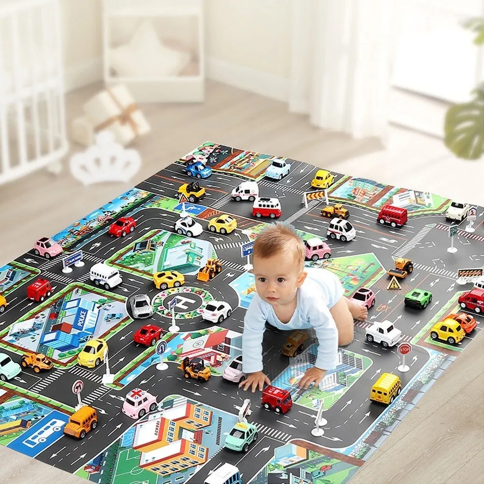 130*100 cm Baby Krabbeln Matte für Kinder Cartoons Verkehrs Teppich Indoor Spielzeug Stadt Straße Teppich Kinder Spiel kleines Mädchen und Junge Playmat
