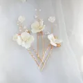 SLBRIDAL Handgemachte Ins Stil Keramik Blume Perlen Braut Haar Pin Set Hochzeit Haar Aufkleber Haar