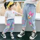 AndrJeans Destroy Cartoon Denim Pants for Children Thin Baby Girls Kids Fashion Casual Fjfor 2-6