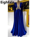 EPackage-Robe de Rhen satin bleu royal ligne A cape manches robe de soirée formelle robes de