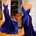 Robe De Soirée longue bleu Royal robe De bal style sirène froncée col en V robe élégante