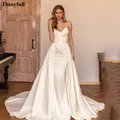 Thinyfull – robe de mariée sirène en Satin doux jupe amovible 2 pièces tenue de soirée pour