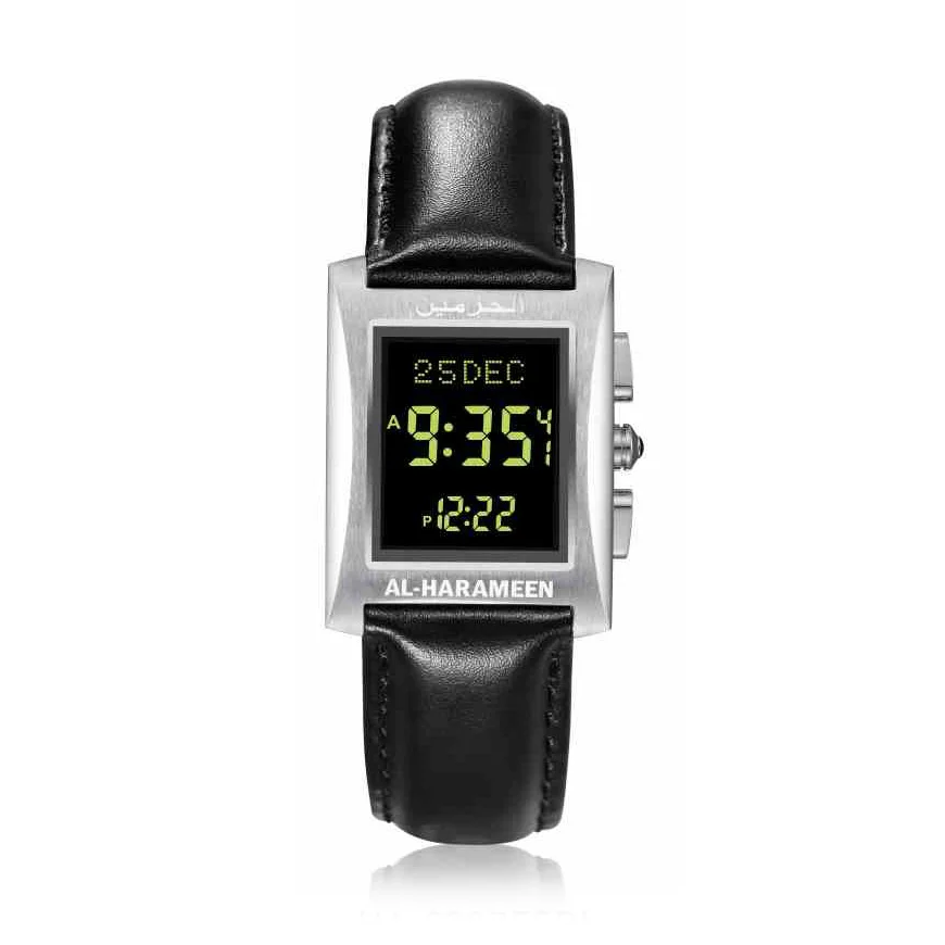 Montre pour musulman avec temps de prière mondial Qibla Azan rappel cuir véritable acier inoxydable Islam produit Ramadan coffret cadeau