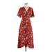 Endless Summer Casual Dress - Wrap: Red Floral Motif Dresses - Women's Size 3