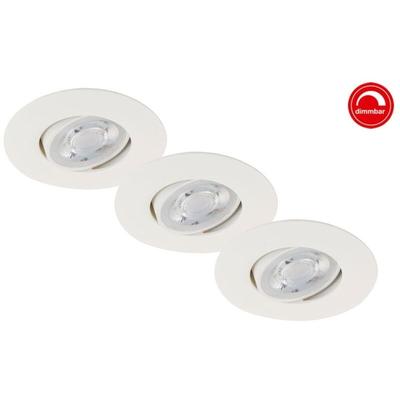 3er Set led Einbauleuchte Nava weiß ø 9 cm warmweiß dimmbar Deckenleuchte - Briloner Image