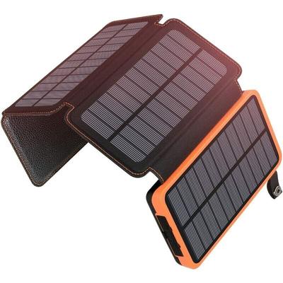 Solar-Ladegerät, 25.000 mAh, tragbarer externer Akku mit 4 Panels, wasserdichte Powerbank mit 2