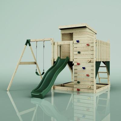 Spielturm Alma aus Holz in Grün, - Grün - Polarplay