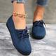 Women's Flats Comfort Shoes Daily Flat Heel Round Toe Casual Tissage Volant Lace-up Black Blue Light Grey