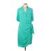 Jones New York Casual Dress - Shirtdress: Teal Dresses - New - Women's Size 8