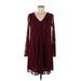 Pink Blush Casual Dress - Sweater Dress: Burgundy Chevron Dresses - Women's Size Medium