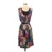 Simply Vera Vera Wang Casual Dress: Purple Floral Motif Dresses - Women's Size X-Small