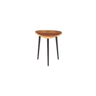 SIT Möbel Couchtisch | dreieckig | Tischplatte 25 mm Mango-Holz natur | Metallgestell schwarz | B 40 x T 37 x H 37 cm | 