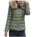 iOPQO Women s Thick Wool Large Slim Collar Cotton Padded Warm Cotton Coat Clothes Padded Womens Winter Coat Puffer Jacket Womens Winter Coats For Women Jackets For Women Army Green 4XL