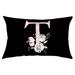 iOPQO Pillow Covers Throw Pillow Covers Pillow Covers English Alphabet Anw Floral Pillowcases Black Throw Pillow Case Room Decor