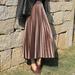 PIKADINGNIS Vintage Velvet Pleated Skirt for Women Spring New Long High Waist Skirts Korean Fashion A-line Midi Skirt Female
