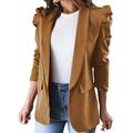 iOPQO Blazers For Women Suits Womens Casual Blazers Puff Sleeve Open Front Office Blazers Bussiness Jackets Work Suit With Pockets Jackets For Women Coats For Women Khaki M