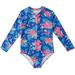 Toddler Girls 1 Piece Floral Printing Bikini Zip Rash Guard Swimsuit Cowl Neck Long Sleeve Beach Bathing Baby Suit Girls Swimwear Swimsuit