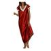 knqrhpse Womens Pajamas Silk Pajamas for Women Womens Short S0leeve V Neck Homewear Pajamas Long Dress Nightgowns Sleepwear Women s Lingerie Sleep & Lounge Night Gowns Wine M