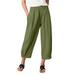 JDEFEG Tan Dress Pants for Women Cropped Pants High Solid Women s Elastic Stitching Color Waist Straight Waist Casual Pants Womens Work Pant Cotton Army Green S