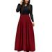 iOPQO Maxi Dress Casual Dresses Long Sleeve Dress for Women Women Fashion Long Sleeve Skeleton Printed Cocktail Party Elegant Casual Fashion Evening Party Long Dress Women s Casual Dress Wine L