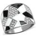 HINDUNY High polished (no plating) Stainless Steel Ring with Top Grade Crystal in Clear