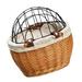 Aoanydony Wicker Bike Basket High Strength Practical Pet Carrier Waterproof Wear-resistant Bike Front Basket with Wire Mesh Cover Toys Log Color