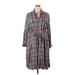 Lane Bryant Casual Dress - Shirtdress Collared Long sleeves: Gray Plaid Dresses - Women's Size 22 Plus