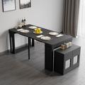 Modern Extendable Dining Table Rectangle Sideboard with Storage in Black