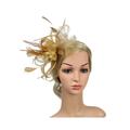 (Gold) New Womens Flower Feather Large Mesh Fascinator Hat Clip Wedding Proms