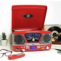 Steepletone ROXY 4 (Red) 1960s Retro Style Record Player Music Centre