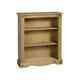 Corona Low Wide Bookcase with 3 Shelves - Waxed Mexican Pine