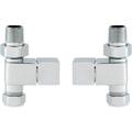 Straight Square Chrome Modern Heated Towel Rail Rad Radiator Valves 15mm x 1/2"