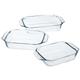 Pyrex Oven Dish Set 3 Piece Rectangular Glass Kitchen Baking Tray 912S734/6143