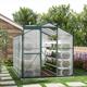 8ft Ã— 6ft Greenhouse Polycarbonate Aluminium Greenhouse with Window, Sliding Door, and Foundation