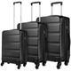 (19/24/28 inch ) Kono 19/24/28 Inch Hard Shell Suitcase Lightweight Hand Luggage Travel Trolley Suitcase with 4 Wheels and Dial Combination Lock(Black