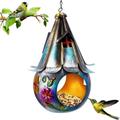 Bird Feeders for Outdoors Hanging, Bird Houses for Outside Ornament with LED Light