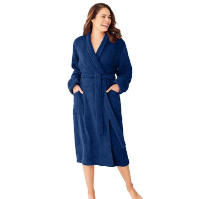 Plus Size Women's Short Terry Robe by Dreams & Co. in Evening Blue (Size 3X)