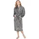 Monhouse Womens Dressing Gown - Soft & Cosy Long Bathrobe - Ladies Flannel Luxury Housecoat - Fluffy Spa Robe - Dark Grey Uk 16-18