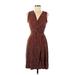 Hail3y:23 Casual Dress - Wrap: Brown Polka Dots Dresses - Women's Size Medium