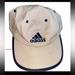 Adidas Accessories | Adidas Cream Offwhite Hat W/ Blue Embroidered Logos Adjustable | Color: Blue/Cream | Size: Os