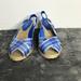 Ralph Lauren Shoes | Lauren Ralph Lauren Womens Camara Blue Plaid Wedge Slingback Sandals Size 10 B | Color: Blue | Size: 10