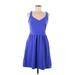 Cynthia Rowley TJX Casual Dress - Fit & Flare: Blue Solid Dresses - Women's Size Medium