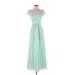 David's Bridal Cocktail Dress - Maxi: Green Dresses - Women's Size 2